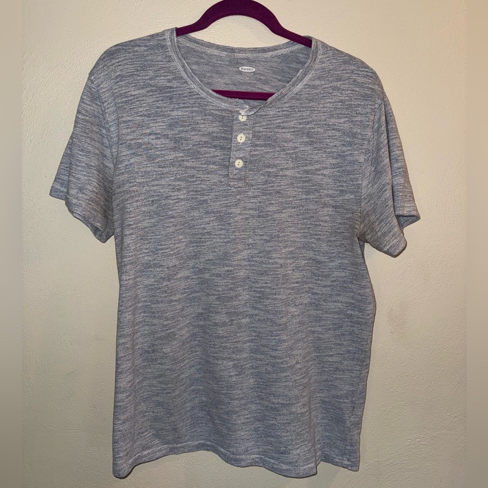 OLD NAVY men’s Blue Gray Henley T-Shirt button